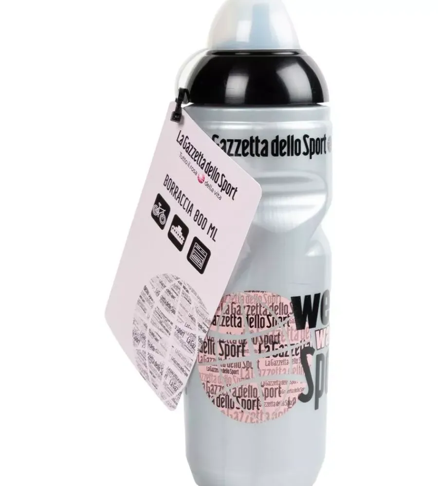 Borraccia per bicicletta gazzetta dello sport grigio perlato in plastica, 800 ml> New