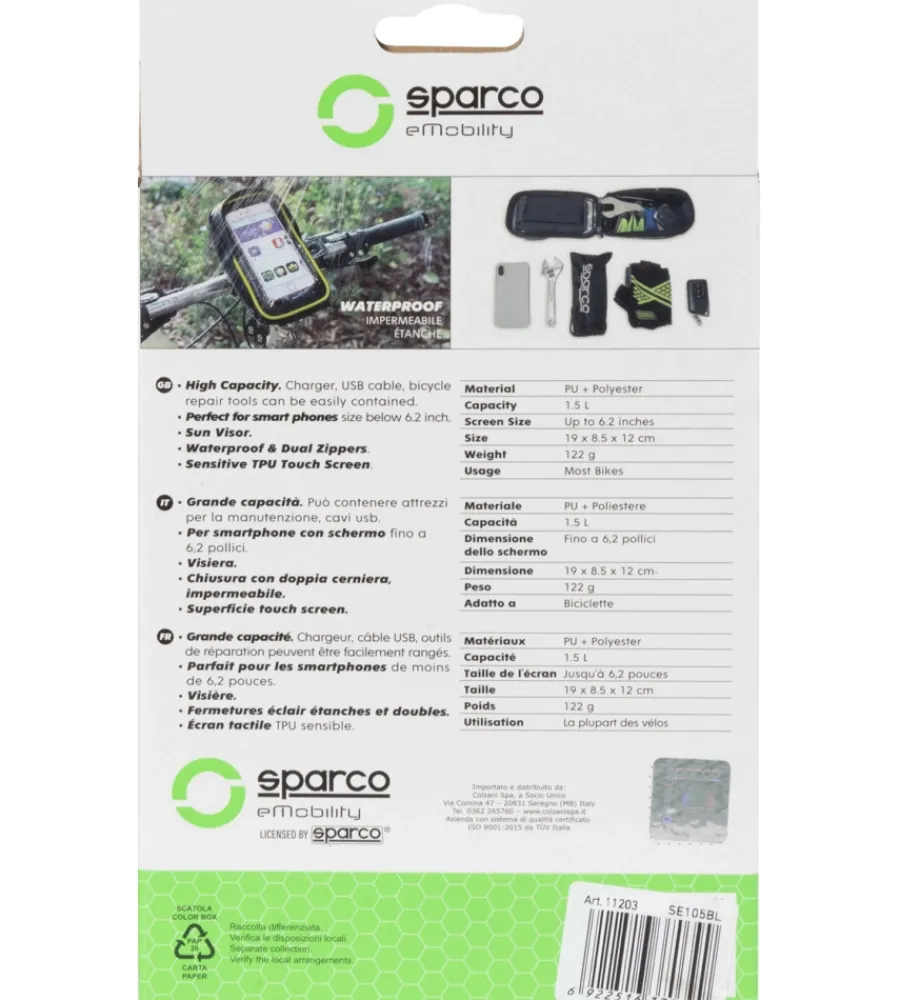 Borsa porta cellulare per bici in microfibra, 19x11x5,5 cm>Sparco Best