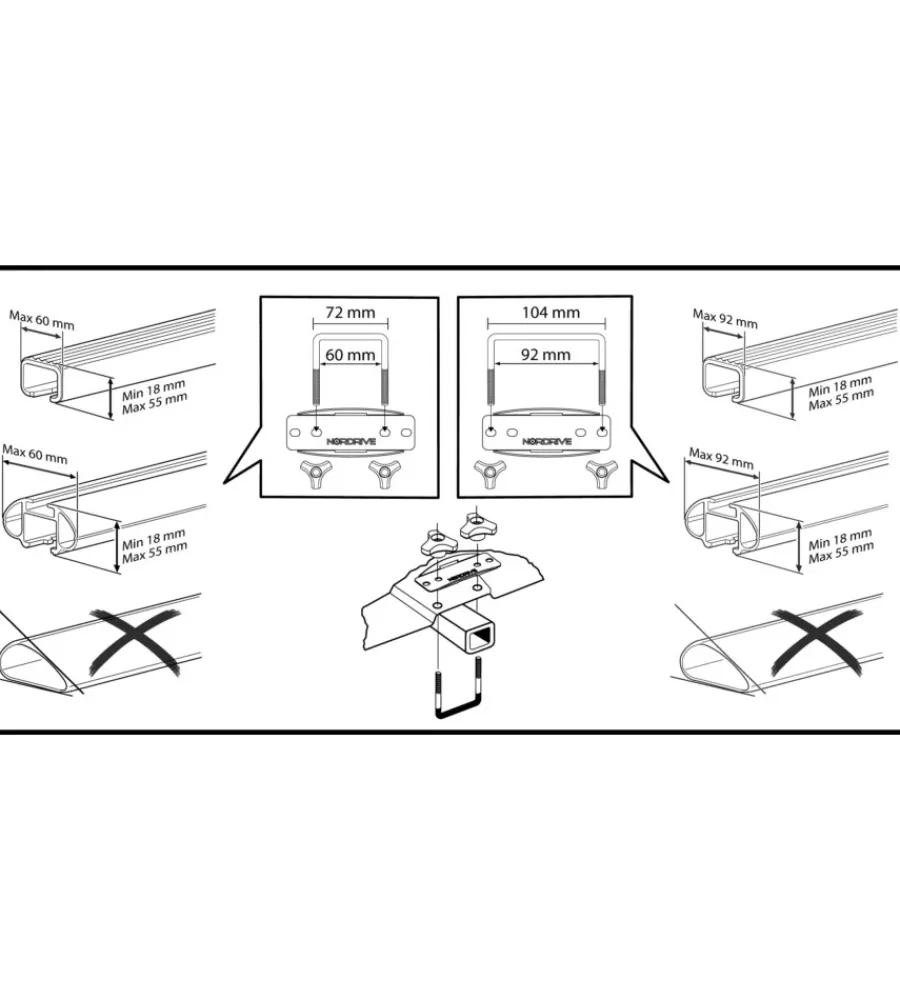 Box tetto per auto 330 litri in abs nero goffrato - n60004>Nordrive