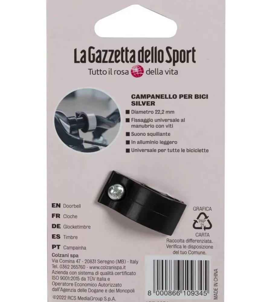 Campanello per bicicletta gazzetta dello sport silver, diametro 22,2 cm> Clearance