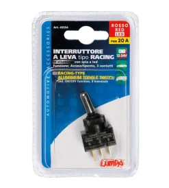 Interruttore a leva tipo racing, in alluminio con spia a led - 12/24v - rosso - 20a 45554> Outlet