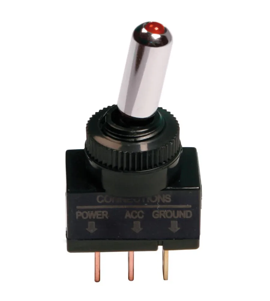 Interruttore a leva tipo racing, in alluminio con spia a led -  12/24v - rosso -  20a  45554> Outlet