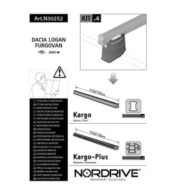 Kit attacchi per barre auto portatutto dacia logan furgovan 09> (2 barre)  n30252>Nordrive Online