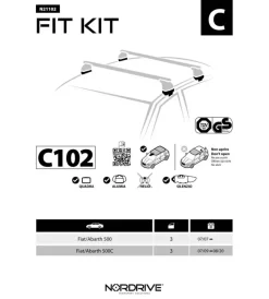 Kit attacchi per barre auto portatutto fiat 500 07/07-  n21102>Nordrive Hot