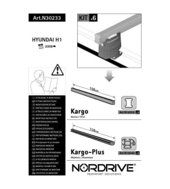 Kit attacchi per barre auto portatutto hyundai h1 08> (3barre)  n30233>Nordrive New