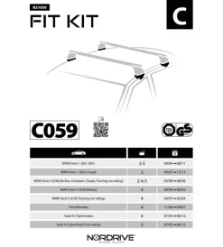 Kit attacchi per barre auto portatutto bmw s1 9/04(e87 s3 berlina 1/982/05,s  n21059>Nordrive Hot