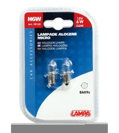 da alogena micro 12v - h6w - 6w - bax9s - 2 pz - d/blister 58128>Lampa Hot