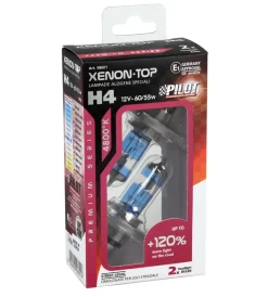 Lampada alogena 12v xenon top +120% luce - h4 - 60/55w - p43t - 2 pz  - scatola  58601>