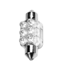 Lampada siluro 6 led 12v - 13x35 mm - sv8,5-8 - 1 pz  - d/blister - blu  58427> Sale