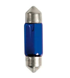 Lampada siluro blue dyed glass 12v - (c10w) - 11x35 mm - 10w - sv8,5-8 - 2 pz  - blister  58367> Discount
