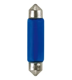 Lampada siluro blue dyed glass 12v - 11x44 mm - 10w - sv8,5-8 - 2 pz  - d/blister  58310> Hot