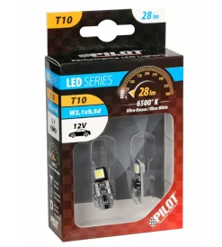 Lampada 12v hyper-led 6 - 2 smd x 3 chips - (t10) - bifocus - w2,1x9,5d - 2 pz  58461> Outlet