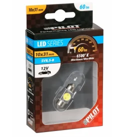 Lampada 12v hyper-led 2 - 1 smd x 2 chips - 10x31 mm - sv8,5-8 - 1 pz bianco  58447> Discount