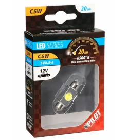 Lampada 12v hyper-led 2 - 1 smd x 2 chips - (c5w) - 10x36 mm - sv8,5-8 - 1 pz bianco  58448> Best