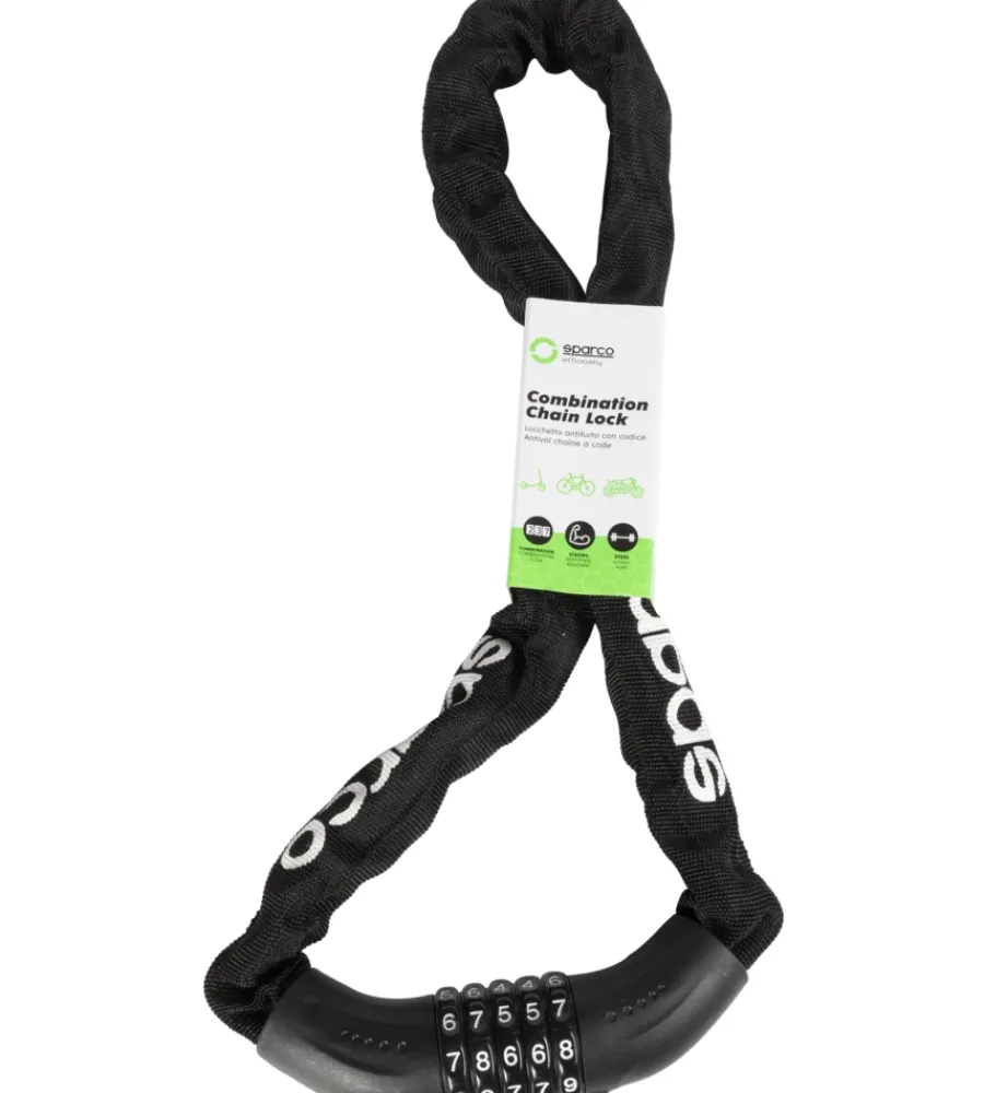 Lucchetto a catena per bicicletta nero con combinazione>Sparco Best