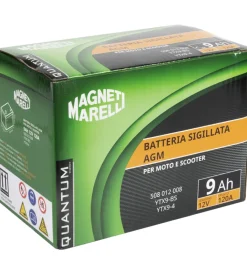 Magneti marelli batteria moto e scooter 9ah 12v 120a tecnologia agm sigillata polo positivo sinistro><noscript><img width=