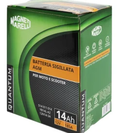 Magneti marelli batteria moto e scooter 14ah 12v 185a tecnologia agm sigillata polo positivo destro><noscript><img width=