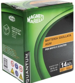 Magneti marelli batteria moto e scooter 14ah 12v 185a tecnologia agm sigillata polo positivo destro><noscript><img width=