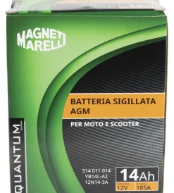Magneti marelli batteria moto e scooter 14ah 12v 185a tecnologia agm sigillata polo positivo destro><noscript><img width=