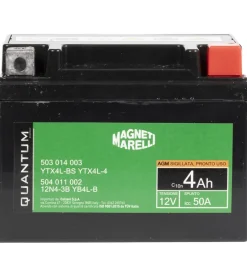 Magneti marelli batteria moto e scooter 4ah 12v 50a tecnologia agm sigillata polo positivo destro>