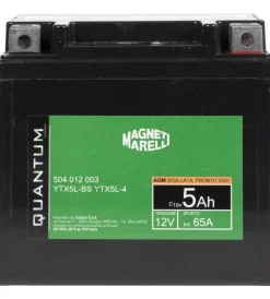 Magneti marelli batteria moto e scooter  tecnologia 5ah 12v 65a agm sigillata polo positivo destro> New