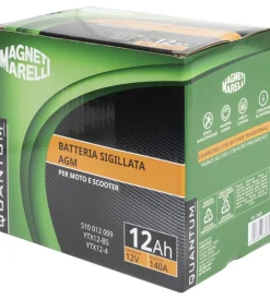 Magneti marelli batteria moto e scooter 12ah 12v 140a tecnologia agm sigillata polo positivo sinistro><noscript><img width=