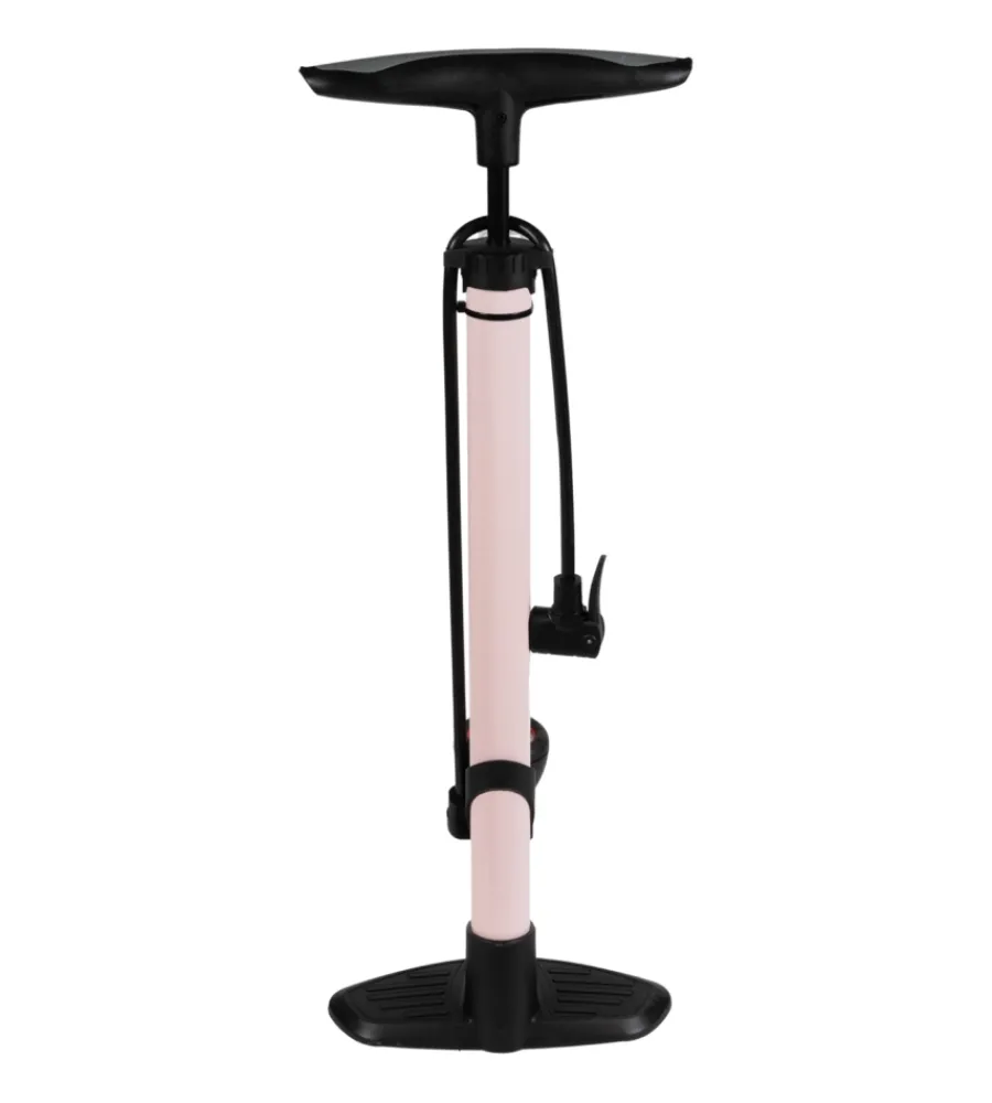 Pompa gonfiaggio per officina la gazzetta dello sport in acciaio colore rosa con manometro, 26x14,5x59 cm> Best