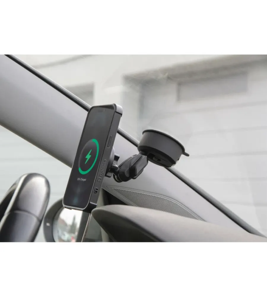 Porta telefono magnetico "mag wireless orbit" con ricarica wireless e attacco a ventosa adesiva - 91806>Lampa Online