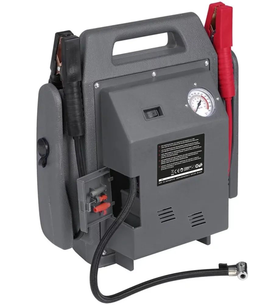 Power station starter 4 in 1 compressore e avviatore portatile automobili 12 v 900a 17 bar>