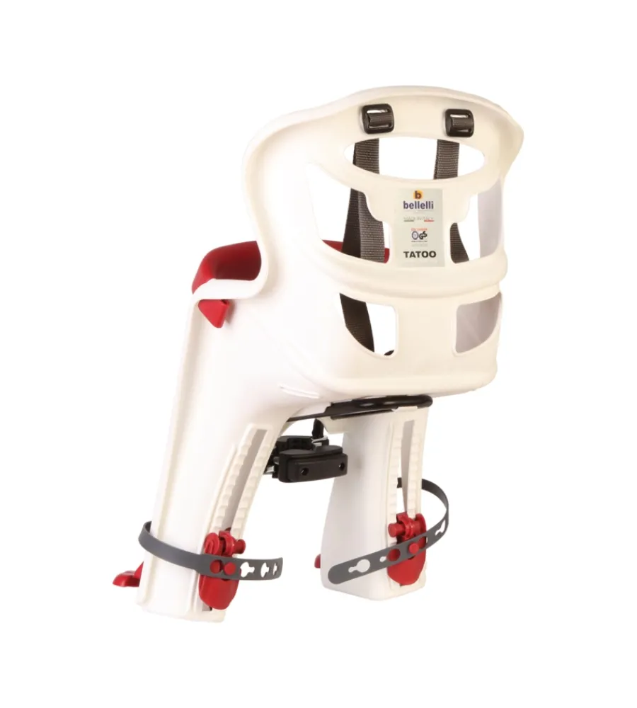 Seggiolino anteriore bici bellelli "tatoo plus" bianco/rosso> Outlet