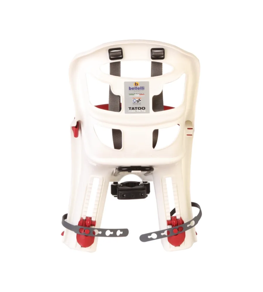 Seggiolino anteriore bici bellelli "tatoo plus" bianco/rosso> Outlet