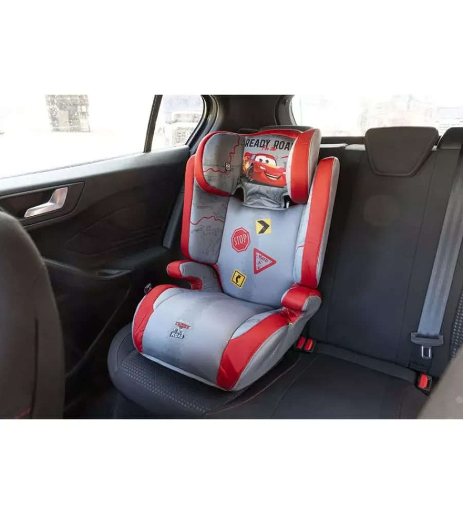 Seggiolino auto disney "cars" per bambini con altezza da 100 a 150 cm, ece r129> Sale