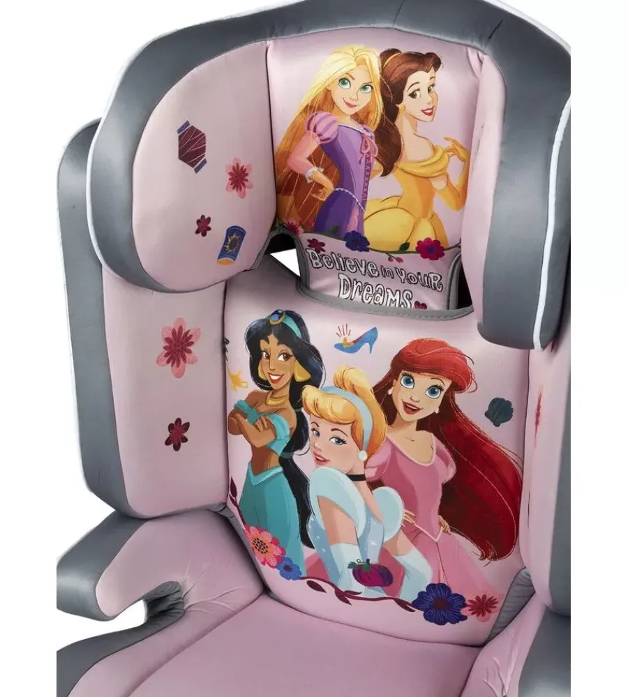 Seggiolino auto disney "princess" per bambini con altezza da 100 a 150 cm, ece r129>