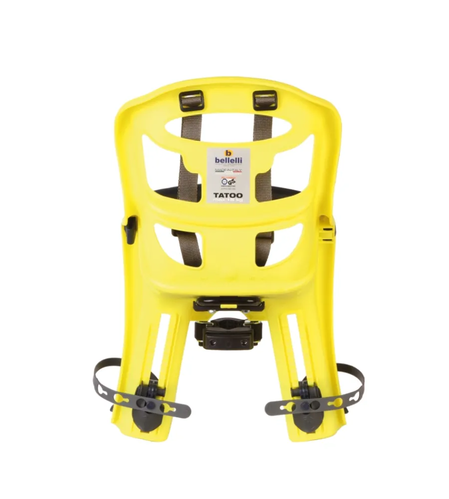 Seggiolino per bici anteriore bellelli "tatoo plus" giallo, portata massima 15 kg> New