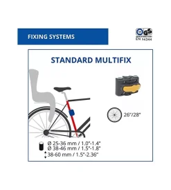 Seggiolino posteriore blu per bicicletta per bambini, max. 22 kg, da 3 a 8 anni - si fissa al telaio><noscript><img width=