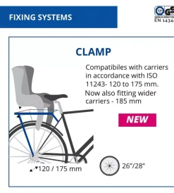 Seggiolino posteriore grigio scuro e rosso per bicicletta per bambini, max. 22 kg, da 3 a 8 anni - si fissa al portapacchi><noscript><img width=