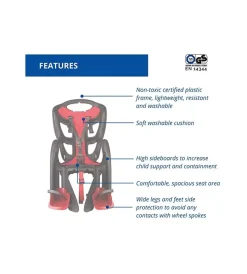Seggiolino posteriore nero e rosso per bicicletta per bambini, max. 22 kg, da 3 a 8 anni - si fissa al portapacchi><noscript><img width=