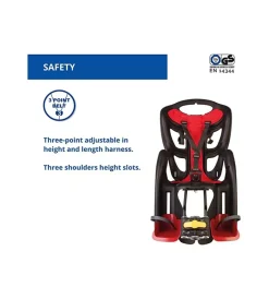 Seggiolino posteriore nero e rosso per bicicletta per bambini, max. 22 kg, da 3 a 8 anni - si fissa al telaio><noscript><img width=