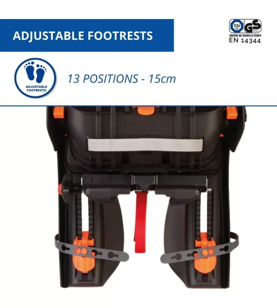 Seggiolino posteriore per bicletta bellelli "tiger clamp" grey/orange, portata massima 22 kg> Hot