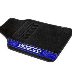 Set 4 tappetini neri e blu per auto in moquette>Sparco