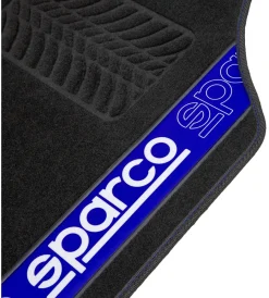 Set 4 tappetini neri e blu per auto in moquette></noscript>Sparco