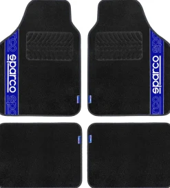 Set 4 tappetini neri e blu per auto in moquette></noscript>Sparco