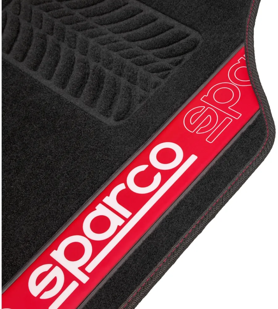 Set 4 tappetini per auto nero/rosso in moquette>Sparco Hot