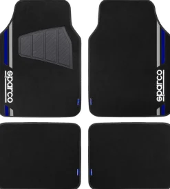 Set completo spc19  tappetini auto universali in moquette nero/blu poliestere><noscript><img width=