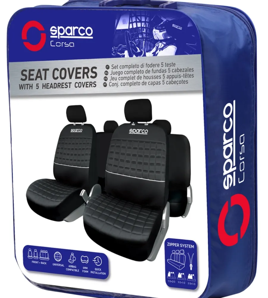 Set coprisedili universali auto "spc1042" nero/argento>Sparco Discount