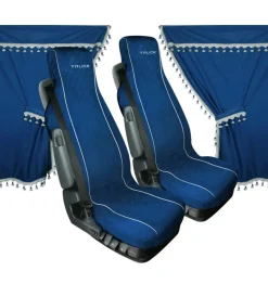 Set tende e coprisedili per camion in microfibra blu ->Lampa